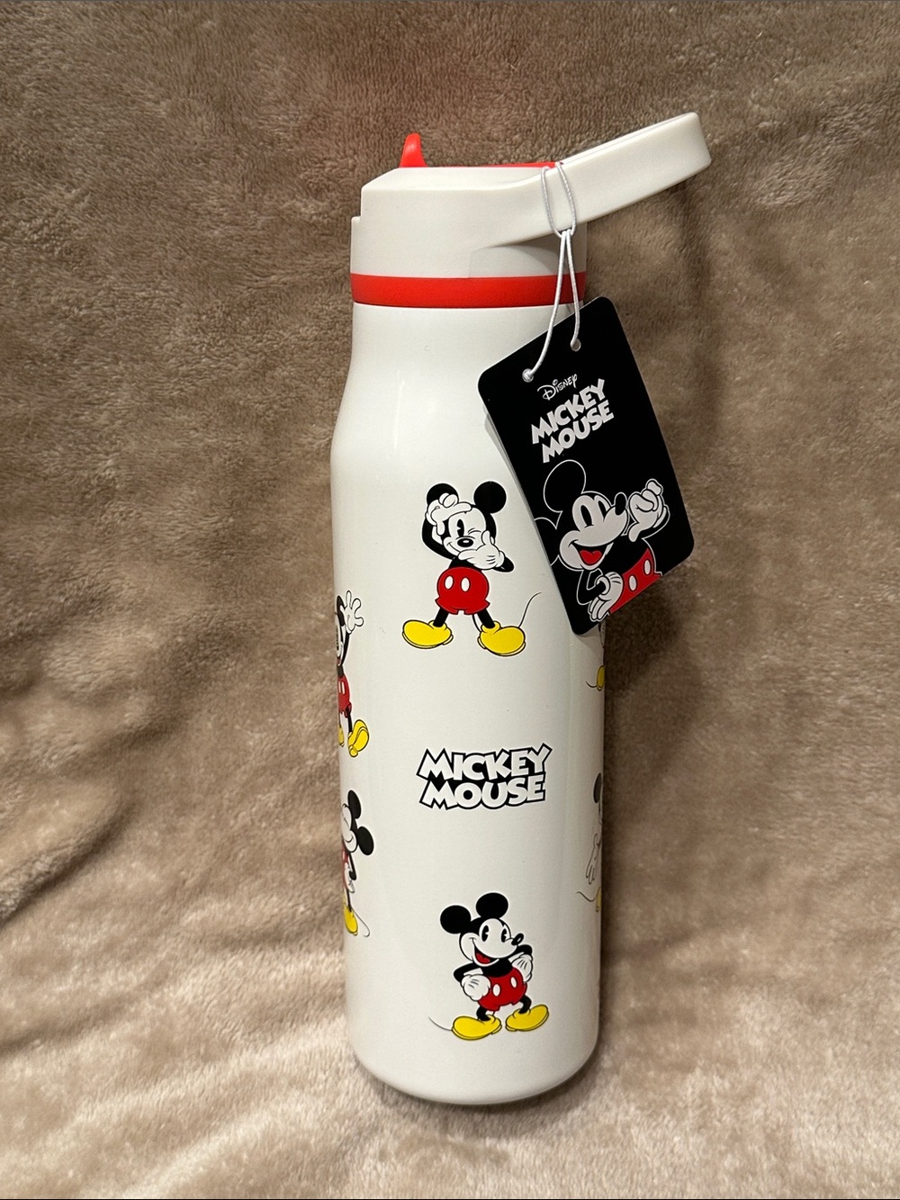 NWT Disney Zak! White and Red Mickey Mouse Stainless Steel Water Bottle